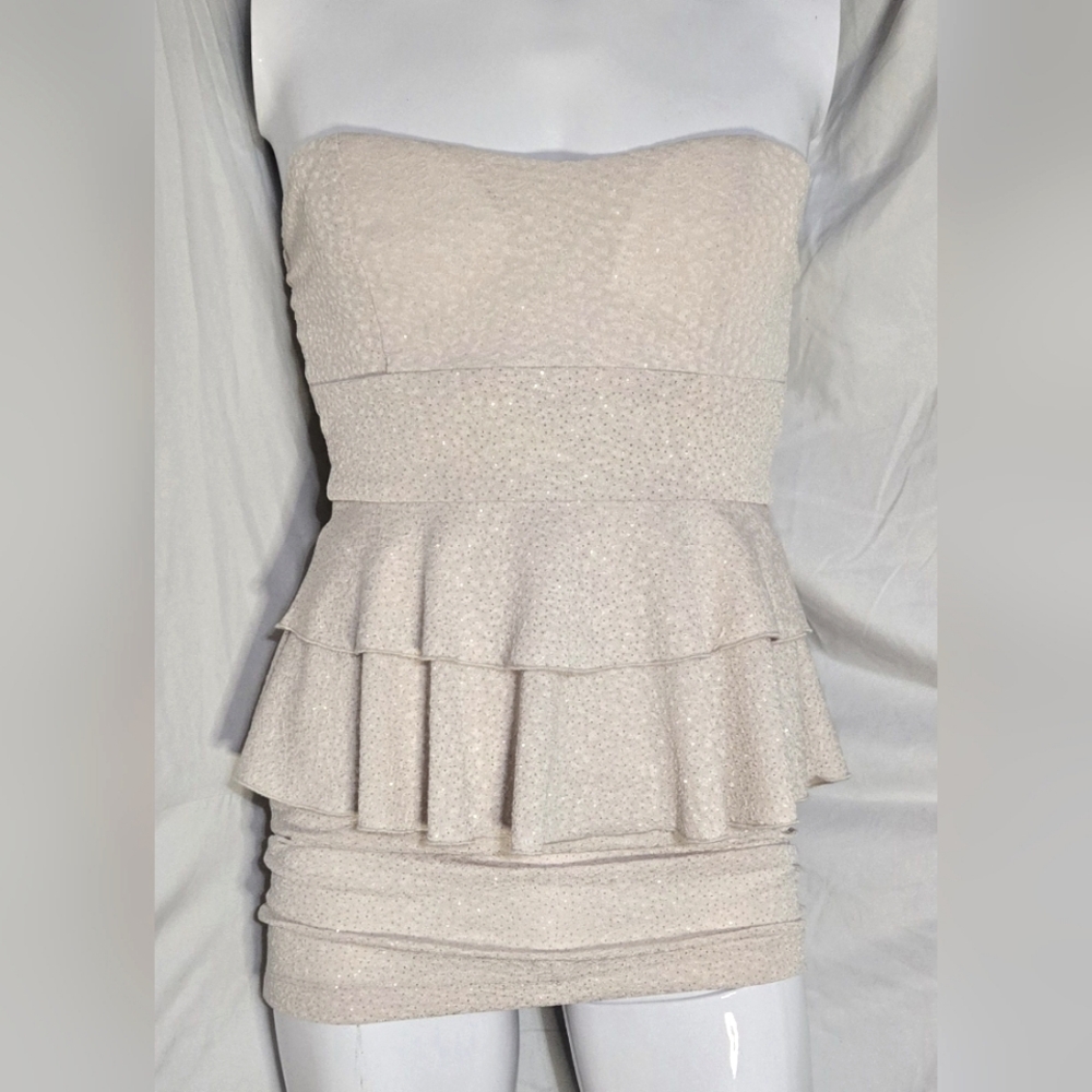 Windsor creme colored, short, sparkling strapless dress size medium